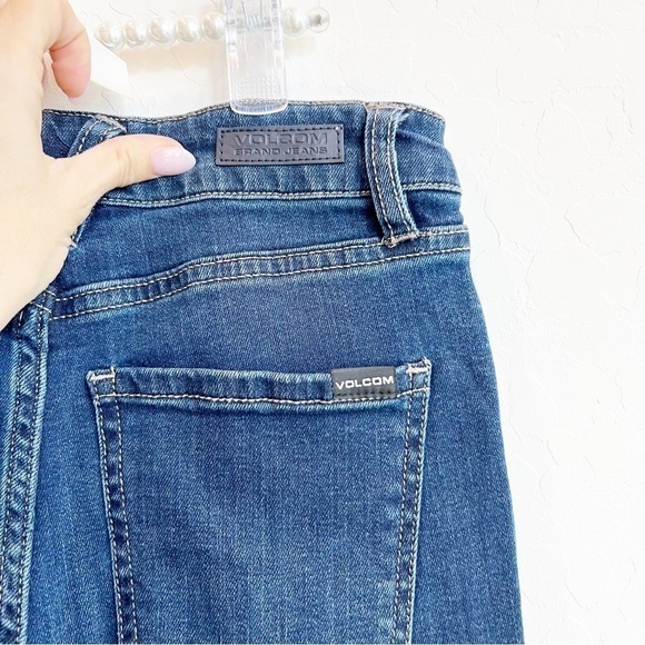 Volcom Women's Stone Scraper Jeans Wide Leg High Rise Ankle Crop Blue 27 - Picture 6 of 8